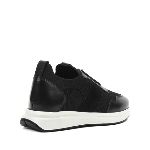 Erkek Siyah Bağcıklı Deri Sneaker