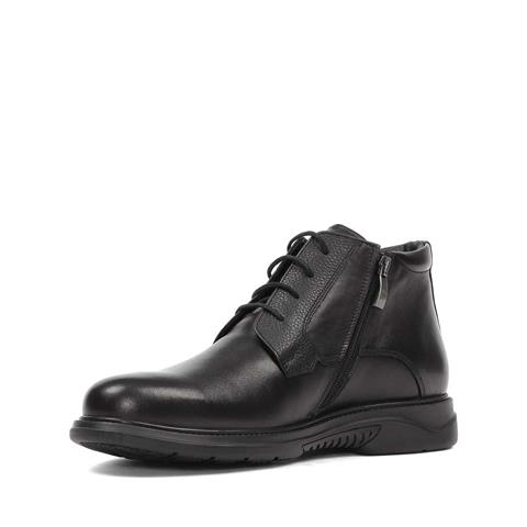 Erkek Siyah Bağcıklı Fermuarlı Deri Bot