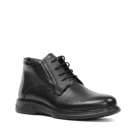 Erkek Siyah Bağcıklı Fermuarlı Deri Bot