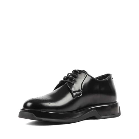 Erkek Siyah Bağcıklı Kalın Tabanlı Açma Deri Ayakkabı