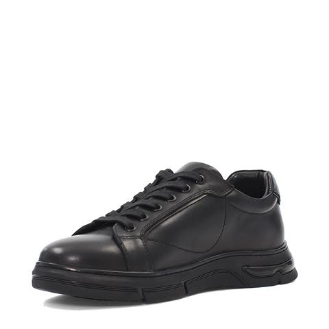 Erkek Siyah Bağcıklı Kalın Tabanlı Deri Sneaker