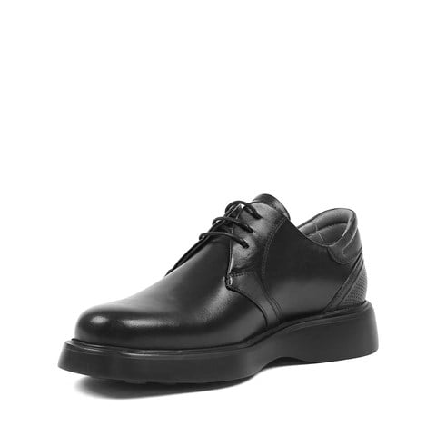 Erkek Siyah Bağcıklı Kalın Tabanlı Deri Ayakkabı