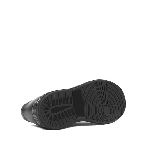 Erkek Siyah Bağcıklı Kalın Tabanlı Deri Sneaker