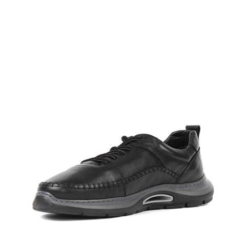 Erkek Siyah Bağcıklı Kalın Tabanlı Deri Sneaker