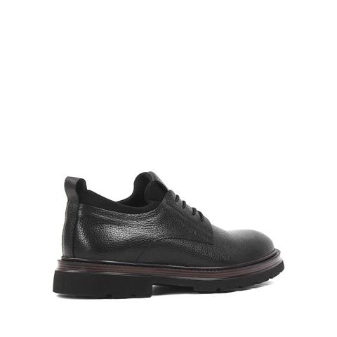 Erkek Siyah Bağcıklı Kalın Tabanlı Deri Ayakkabı