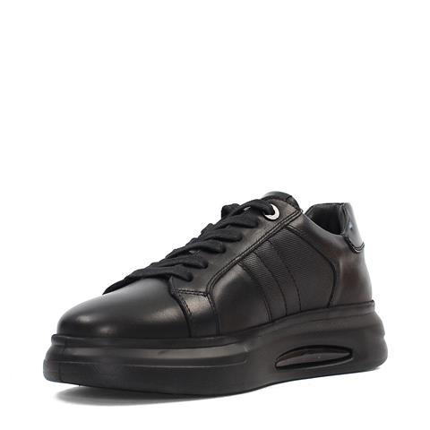 Erkek Siyah Bağcıklı Kalın Tabanlı Deri Sneaker