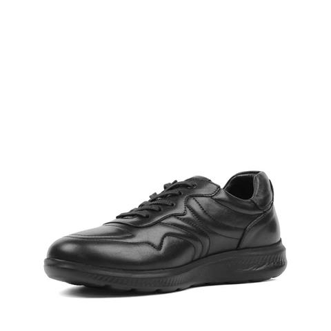 Erkek Siyah Bağcıklı Kalın Tabanlı Deri Sneaker