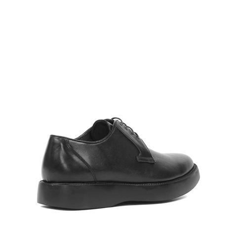 Erkek Siyah Bağcıklı Kalın Tabanlı Deri Günlük Ayakkabı