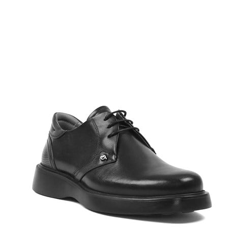 Erkek Siyah Bağcıklı Kalın Tabanlı Deri Ayakkabı