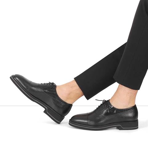 Erkek Siyah Bağcıklı Deri Ayakkabı