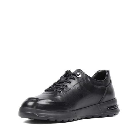 Erkek Siyah Bağcıklı Kalın Tabanlı Deri Sneaker