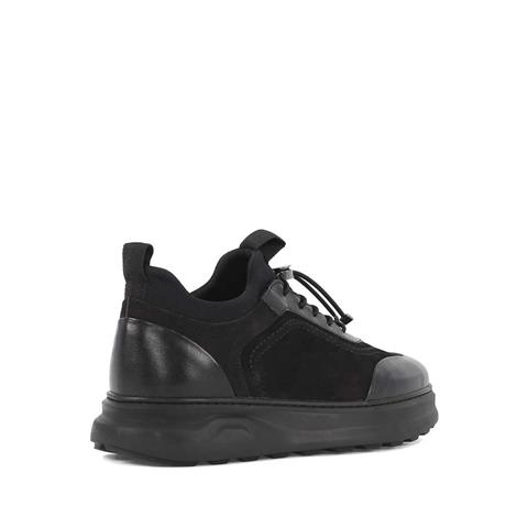 Erkek Siyah Bağcıklı Kalın Tabanlı Deri Günlük Ayakkabı