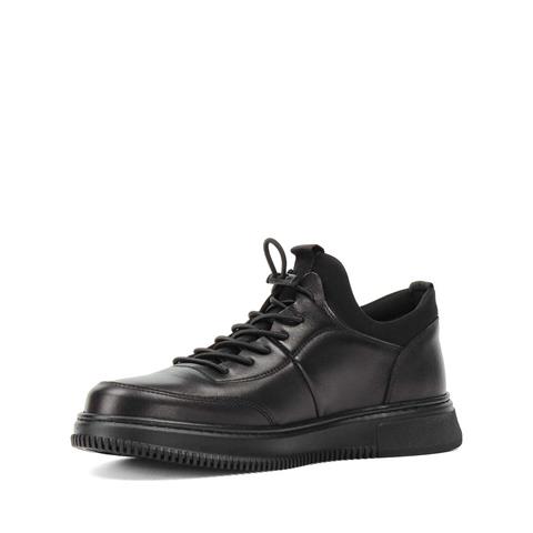 Erkek Siyah Bağcıklı Kalın Tabanlı Deri Günlük Ayakkabı