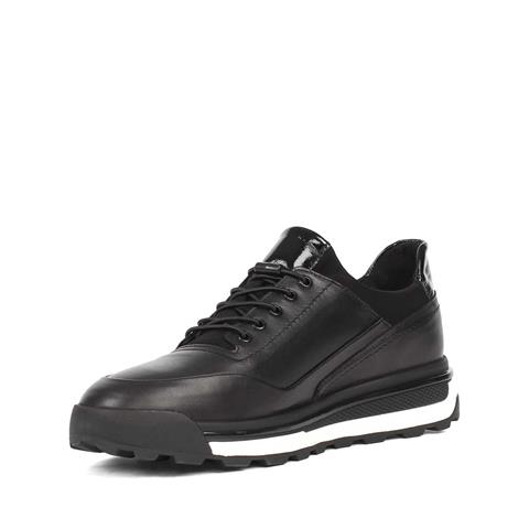 Erkek Siyah Bağcıklı Kalın Tabanlı Deri Sneaker