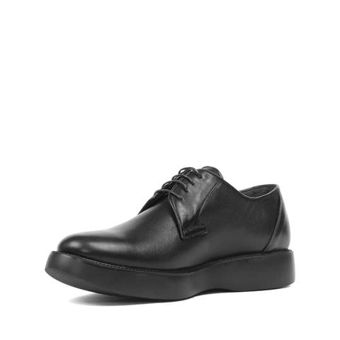 Erkek Siyah Bağcıklı Kalın Tabanlı Deri Günlük Ayakkabı