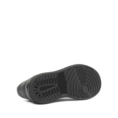 Erkek Siyah Bağcıklı Kalın Tabanlı Mat Deri Sneaker