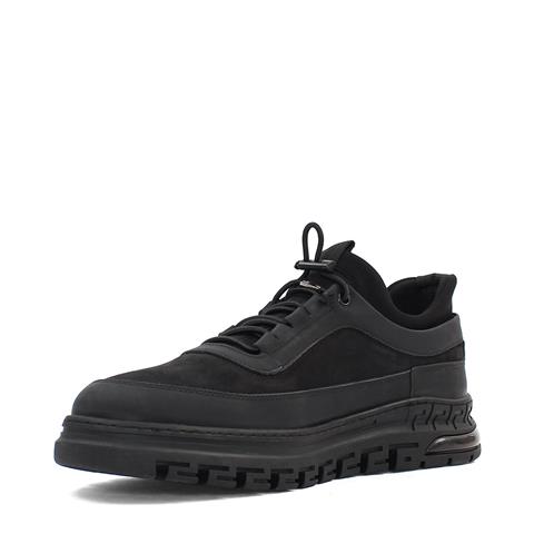 Erkek Siyah Bağcıklı Kalın Tabanlı Nubuk Deri Sneaker