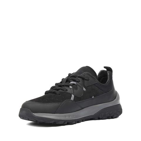 Erkek Siyah Bağcıklı Kalın Tabanlı Nubuk Deri Sneaker