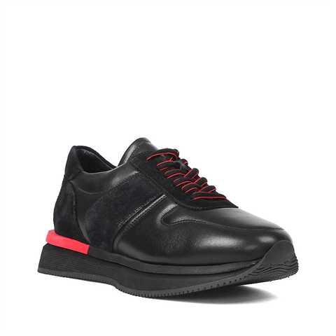 Erkek Siyah Bağcıklı Kalın Tabanlı Sneaker