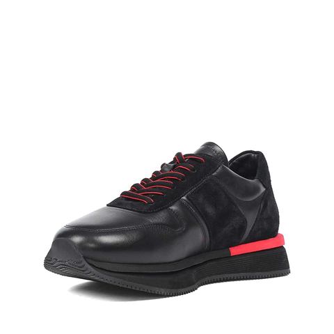 Erkek Siyah Bağcıklı Kalın Tabanlı Sneaker