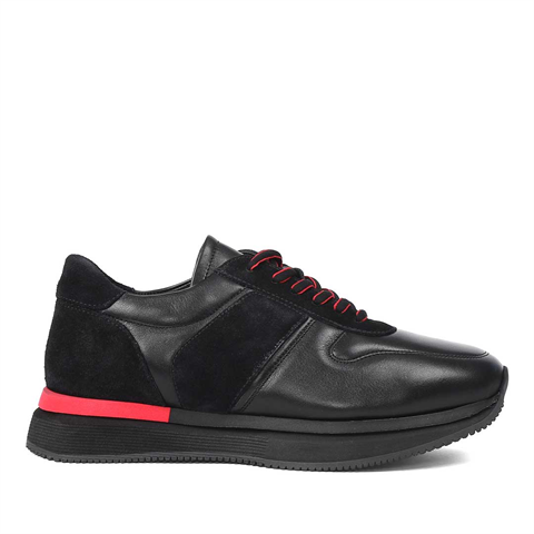 Celal Gültekin Erkek Siyah Bağcıklı Kalın Tabanlı Sneaker