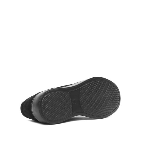 Erkek Siyah Bağcıklı Kalın Tabanlı Süet Deri Sneaker