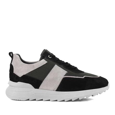 Erkek Siyah Bağcıklı Kalın Tabanlı Süet Deri Sneaker