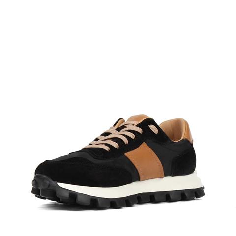 Erkek Siyah Bağcıklı Kalın Tabanlı Süet Deri Sneaker