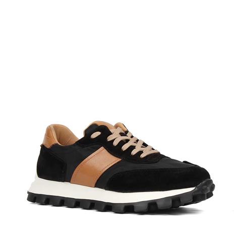 Erkek Siyah Bağcıklı Kalın Tabanlı Süet Deri Sneaker