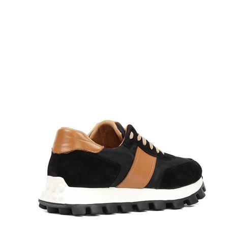 Erkek Siyah Bağcıklı Kalın Tabanlı Süet Deri Sneaker