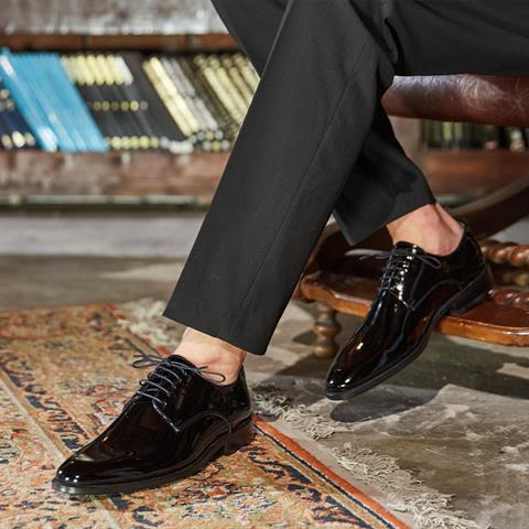 Erkek Siyah Bağcıklı Rugan Deri Klasik Ayakkabı