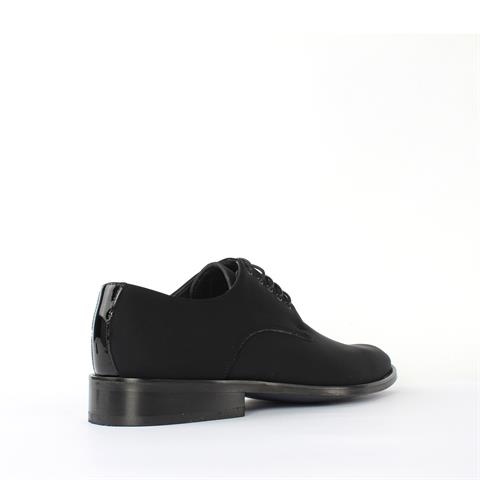 Erkek Siyah Bağcıklı Saten Klasik Ayakkabı