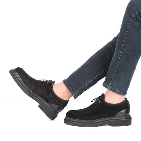 Erkek Siyah Bağcıklı Süet Deri Günlük Ayakkabı