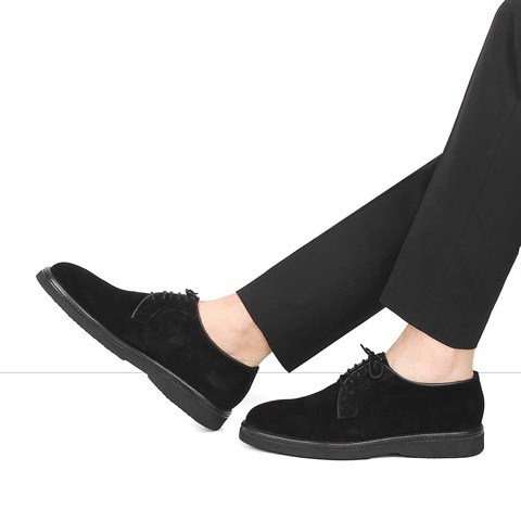 Erkek Siyah Bağcıklı Süet Deri Klasik Ayakkabı