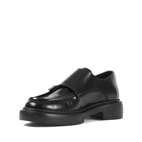 Erkek Siyah Çift Tokalı Açma Deri Günlük Ayakkabı