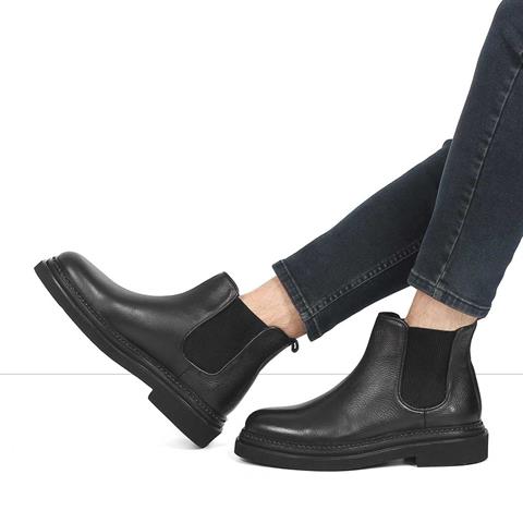 Erkek Siyah Deri Chelsea Bot