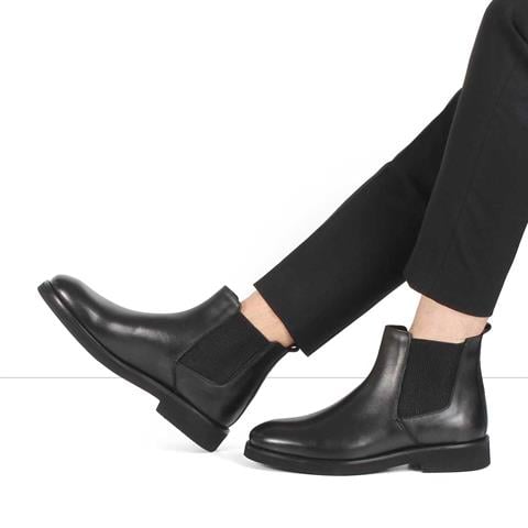 Erkek Siyah Deri Chelsea Bot