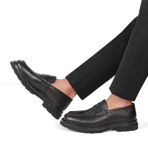 Erkek Siyah Deri Günlük Ayakkabı