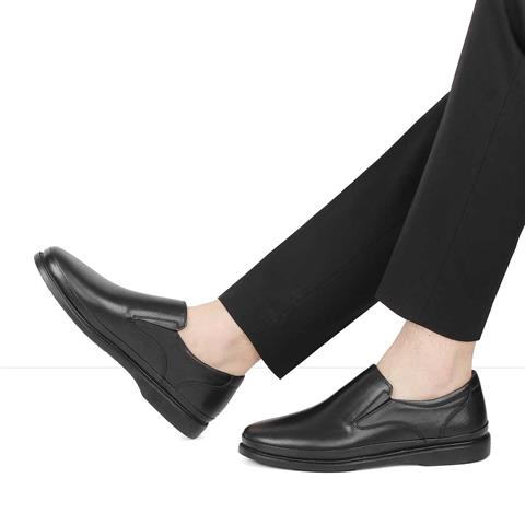 Erkek Siyah Deri Günlük Ayakkabı