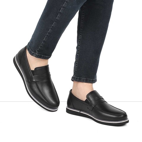 Erkek Siyah Deri Loafer