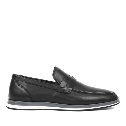 Erkek Siyah Deri Loafer