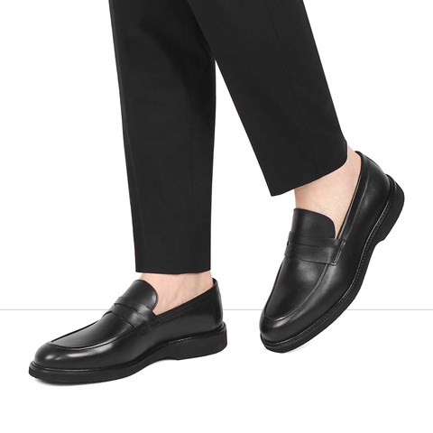 Erkek Siyah Deri Loafer