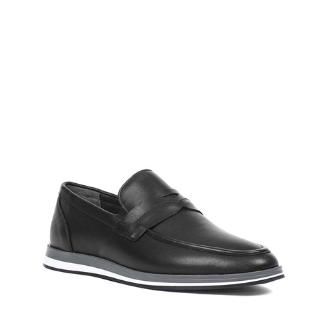 Erkek Siyah Deri Loafer