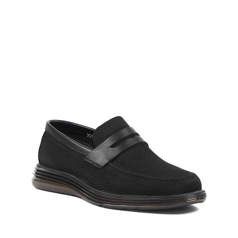 Erkek Siyah Deri Loafer