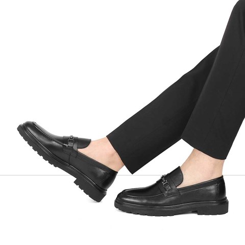 Erkek Siyah Deri Loafer