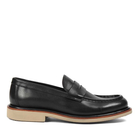 Erkek Siyah Deri Loafer