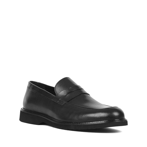 Erkek Siyah Deri Loafer