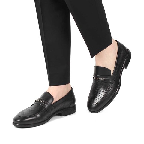 Erkek Siyah Deri Loafer