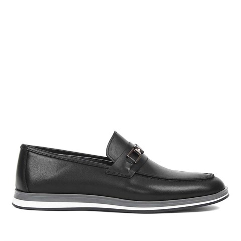 Erkek Siyah Deri Loafer