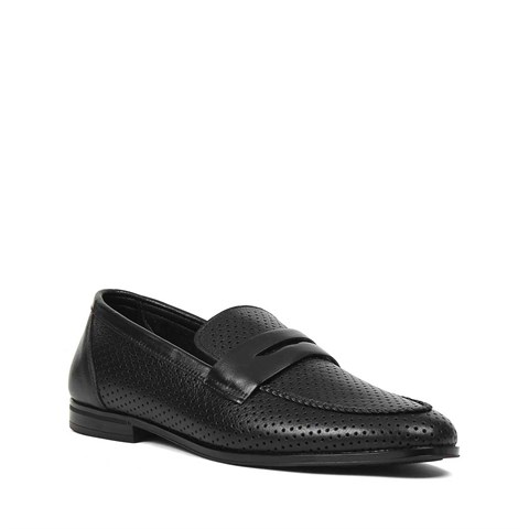 Erkek Siyah Deri Loafer
